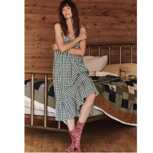 The Great. The Ruffle Tank Night Dress in winter pine plaid Sz M